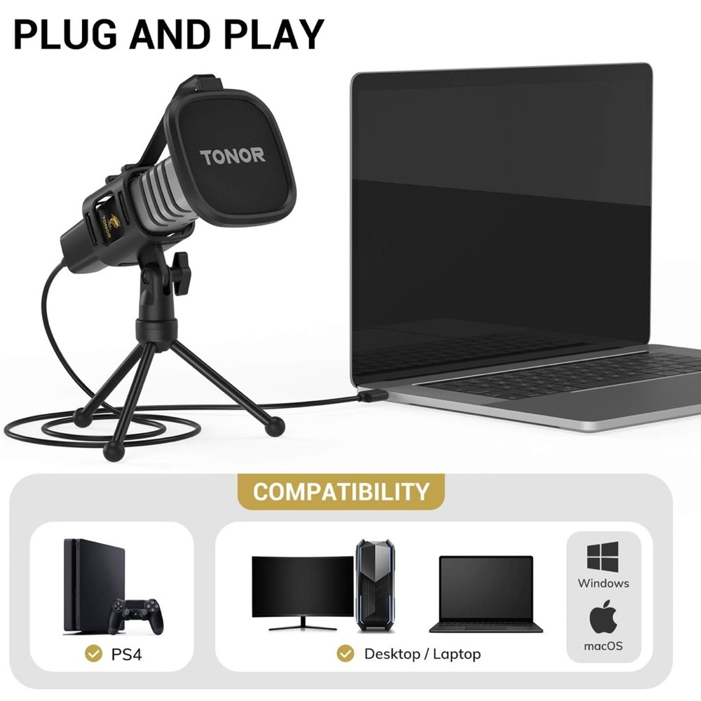 NWT Tonor USB Plug-In Computer Microphone for Mac/PC. - Picture 3 of 10